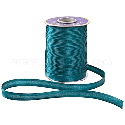 Seidenstoffband, Satinband, für Kostüme Kleiderroben Randstreifen, Nähzubehör, blaugrün, 15 mm, 80 m / Rolle