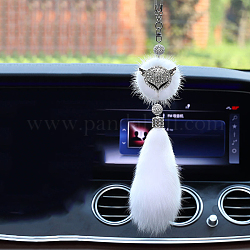 Подвеска из искусственного меха лисы и стразов, Подвесное украшение для зеркала заднего вида автомобиля, белые, 370 мм