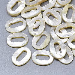Coquille blanche anneaux de liaison, ovale, couleur de coquillage, 27x20x4mm, diamètre intérieur: 18x7 mm