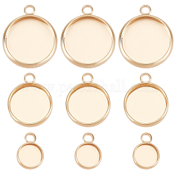 Beebeecraft 24Pcs 3 Size Round Blank Bezel Pendant Trays 18K Gold Plated Cabochon Base Settings Pendant Tray Charms for DIY Jewelry Findings Making