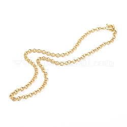 304 Stainless Steel Rolo Chain Necklaces, with Brass Spring Ring Clasps, Golden, 17.72 inch(45cm)