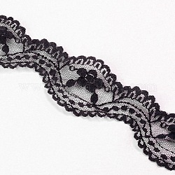 Fil de nylon de garniture de dentelle pour la fabrication de bijoux, noir, 1-3/8 pouce (34 mm), 200yards / roll (182.88m / roll)