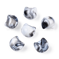 Perles acryliques opaques, deux tons, chat, gris foncé, 11x12x10.5mm, Trou: 1.8mm
