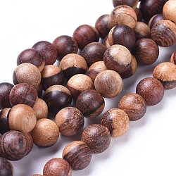 Chapelets de perles en bois, ronde, selle marron, 8mm, Trou: 1.2mm, Environ 50 pcs/chapelet, 15.7 pouce (40 cm)