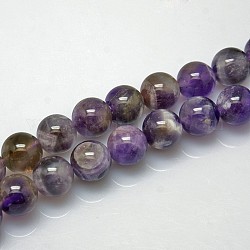 Natural Amethyst Round Bead Strands, Grade B, 10mm, Hole: 1mm, about 39pcs/strand, 15.74 inch