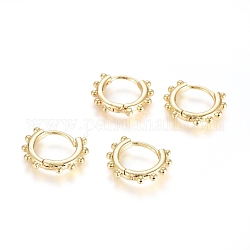 Brass Huggie Hoop Earrings, Long-Lasting Plated, Ring, Real 18K Gold Plated, 12 Gauge, 13.5x16.5x2mm, Pin: 1mm