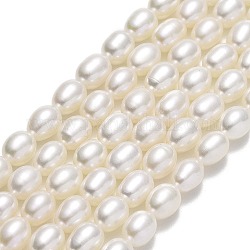 Brins de perles de culture d'eau douce naturelles, riz, linge, 6.5~7x5~5.5mm, Trou: 0.6mm, Environ 54~56 pcs/chapelet, 14.76'' (37.5 cm)