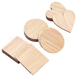 Olycraft Wooden Boards for Painting, Square & Flat Round & Heart, BurlyWood, 80x80x2mm, 30pcs/set