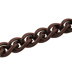 Iron Wheat Chains, Foxtail Chain, Unwelded, with Spool, Twist Oval, Nickel Free, Red Copper, 6.5x4x1mm, about 164.04 Feet(50m)/roll