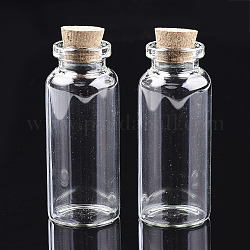 Bouteilles de verre bocal en verre perlent conteneurs, avec bouchon en liège, souhaitant bouteille, clair, 60x25mm, Trou: 12.5mm, capacité: 28 ml (0.94 oz liq.)
