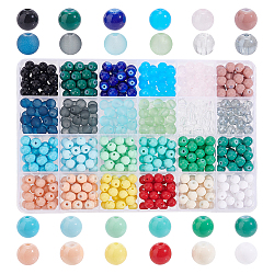 Pandahall elite diy 552~600 stücke 24 stil runde perlen schmucksachen finden kit, einschließlich Acryl- und Glasperlen, gefrostet & transparent & backlackiert & Geleeimitat & undurchsichtig, Mischfarbe, 8~9x7~9 mm, Bohrung: 1.3~2 mm, über 23~25pcs / Stil
