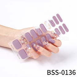 Наклейки для ногтей полное покрытие, наклейки с блестками, самоклеящийся, для украшения ногтей, средне фиолетовый, 17.5x7.3x0.9 см, 20шт / лист