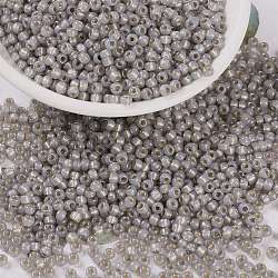 Cuentas de rocailles redondas miyuki, Abalorios de la semilla japonés, (rr2356) plateado opalino gris claro claro, 8/0, 3mm, agujero: 1 mm, acerca 422~455pcs / botella, 10 g / botella