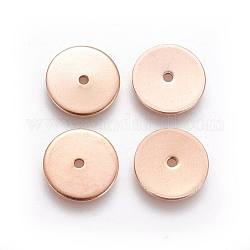 Ion Plating(IP) 304 Stainless Steel Spacer Beads, Disc, Rose Gold, 6x0.7mm, Hole: 1.1mm