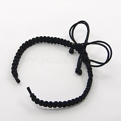 Плетеные шнур нейлона для поделок браслет материалы, чёрные, 145~155x5x2 мм