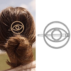 Barrettes de cheveux en alliage, avec les accessoires en fer, support de queue de cheval pour femmes filles, anneau avec oeil, platine, 63x53.5x6mm