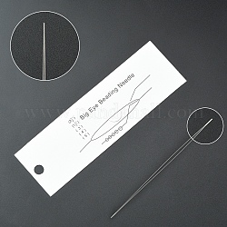 ステンレス鋼の折りたたみ可能な大きな目ビーズ針  シードビーズ針  ジュエリー作りのためのビーズ刺繍針  ステンレス鋼色  7.5x0.02cm