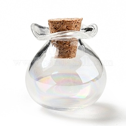 Ornamento di bottiglie di sughero in vetro a forma di borsa fortunata, bottiglie vuote di vetro che desiderano, fiale fai da te per decorazioni pendenti, colorato, 2.5cm
