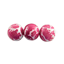 Baking Painted Round Glass Bead Strands, Cerise, 10mm, Hole: 1.3~1.6mm, about 80pcs/strand, 31.4inch