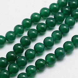 Round Natural Agate Bead Strands, Dyed, Green, 8mm, Hole: 1mm, about 49pcs/strand, 15.74 inch