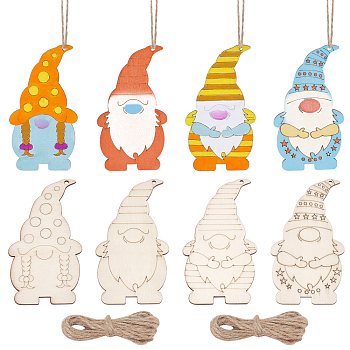 NBEADS 20 Pcs Patriotic Gnomes Wooden Ornaments WOOD-NB0001-87