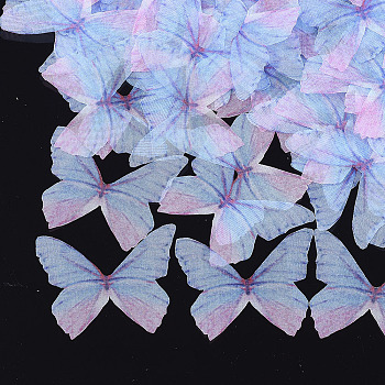 Organza-Stoff, für diy schmuck machen handwerk, Schmetterling, hellblau, 41x48.5 mm