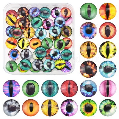 60 Stück halbrund mit Augenglas-Cabochons&nbsp;GGLA-FS0001-16A-1