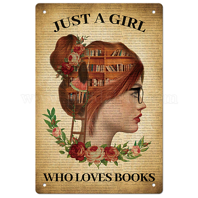 Superdant solo una ragazza che ama i libri targa in metallo ragazza  scaffale ribaltabile targhe in