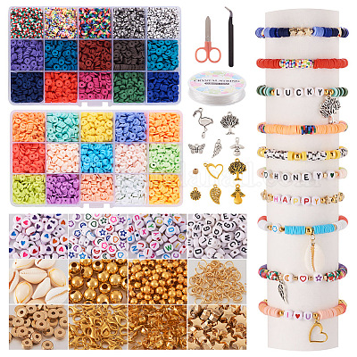 1 Set Clay Beads Kit For Bracelet Making, Round Spacer Preppy