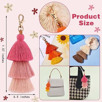 3Pcs Colorful Tassel Keychain Handmade Boho Keychain Personalized Bag Charm  Tassel Keychain for Women, Colorful, 16.5x4cm