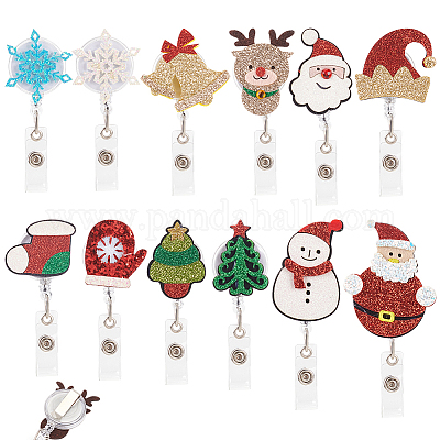 Wholesale BENECREAT 12 Pieces Christmas Felt Badge Reel 