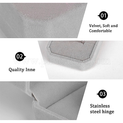 Boîtes à bagues carrées en velours&nbsp;VBOX-WH0002-01B-1
