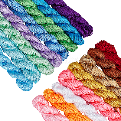 Wholesale PandaHall Elite 16 Bundles 16 Colors Braided Polyester Cords 
