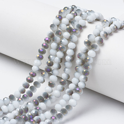 Electroplate Opaque Glass Beads Strands X-EGLA-A034-P6mm-F16-1