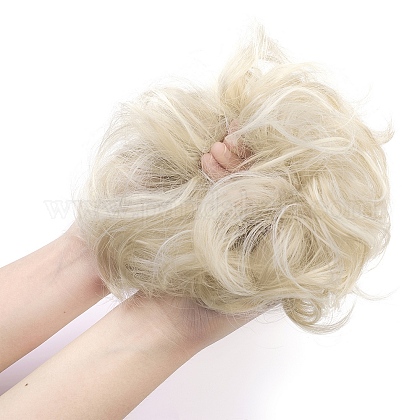 人工毛髪の延長 女性のお団子のためのヘアピース ヘアドーナツアップポニーテール 耐熱高温繊維 アンティークホワイト 15cmの通販 Jp Pandahall Com