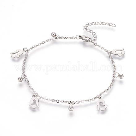 Bracelets de cheville en 304 acier inoxydable avec pendentif AJEW-O028-02P-1