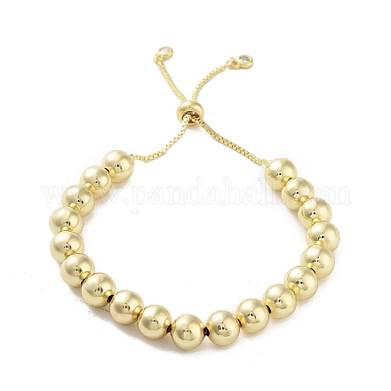 Adjustable Brass Round Beaded Slider Bracelets BJEW-D039-31C-G-1