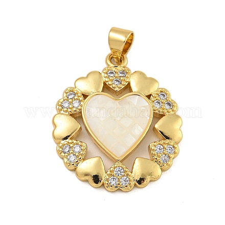 Сердце стойки обшивки латунь микро проложить Цирконом подвески KK-C074-54G-1