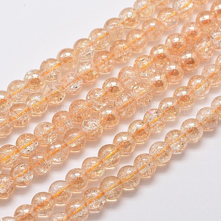 Plaquent verre craquelé chapelets de perles rondes X-EGLA-J067-8mm-HR07-1