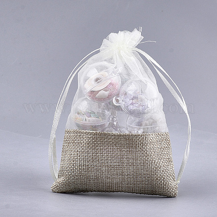 オーガンジーバッグ巾着袋  黄麻布  巾着袋  長方形  小麦  17~18x12.4~13cm X-OP-T004-01B-08-1