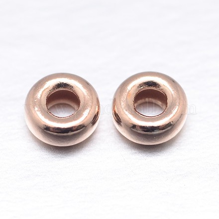Véritables perles d'espacement plates rondes en argent sterling plaquées or rose 925 STER-M103-02-3.5mm-RG-1