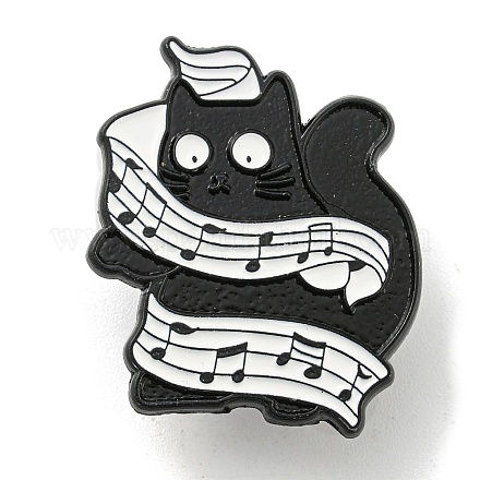 Music Theme Cartoon Black Cat Enamel Pins JEWB-K016-11E-EB-1