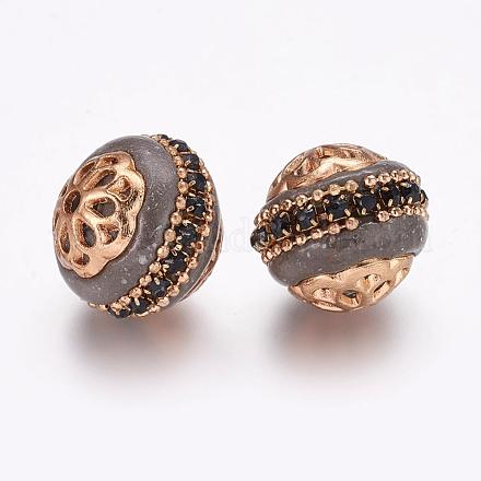 Perles rondes d'indonésie de grade A avec strass manuelles X-IPDL-S025-12-1