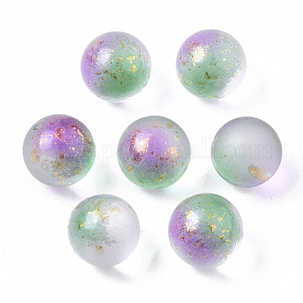 Transparent Spray Painted Frosted Glass Beads GLAA-N035-05A-05-1