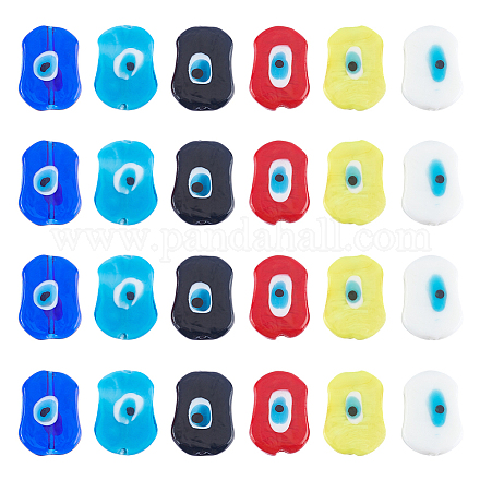 Nbeads 24 pièces 6 couleurs perles en verre faites à la main contre le mauvais œil LAMP-NB0001-77-1