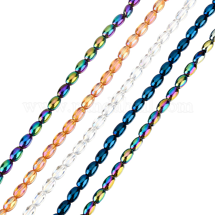 Superfindings 10 brins 2 style galvanoplastie verre perles ovales à facettes brins ab perles intercalaires plaquées couleur assortiments pour la fabrication de bijoux EGLA-FH0001-10-1