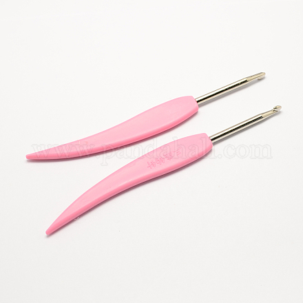 プラスチック製のハンドル亜鉛合金かぎ針編みのフック針  ピンク  ピン：4.0mm  143x16x5.5mm TOOL-R037-4.0mm-1