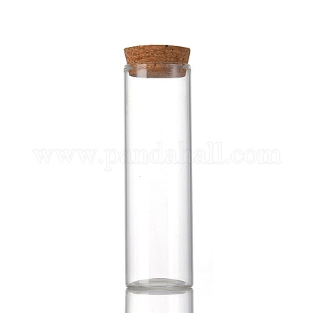 コラムガラス瓶ガラス瓶  木製のコルクと  ウィッシングボトル  ビーズの容器  透明  3.7x9cm  容量：70ml（2.37fl.oz） CON-WH0086-093B-1