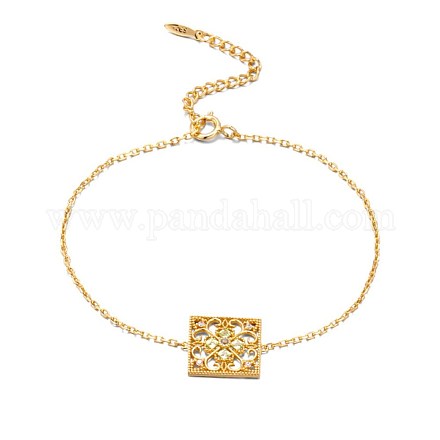 Rectangle with Cubic Zirconia Link Bracelet for Girl Women BJEW-BB56956-A-1