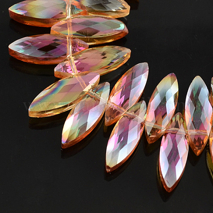 Electroplate Transparent Glass Beads Strands EGLA-R073A-01-1